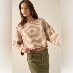 Promesa Floral Stripe Sweater Size Medium New W/Tags